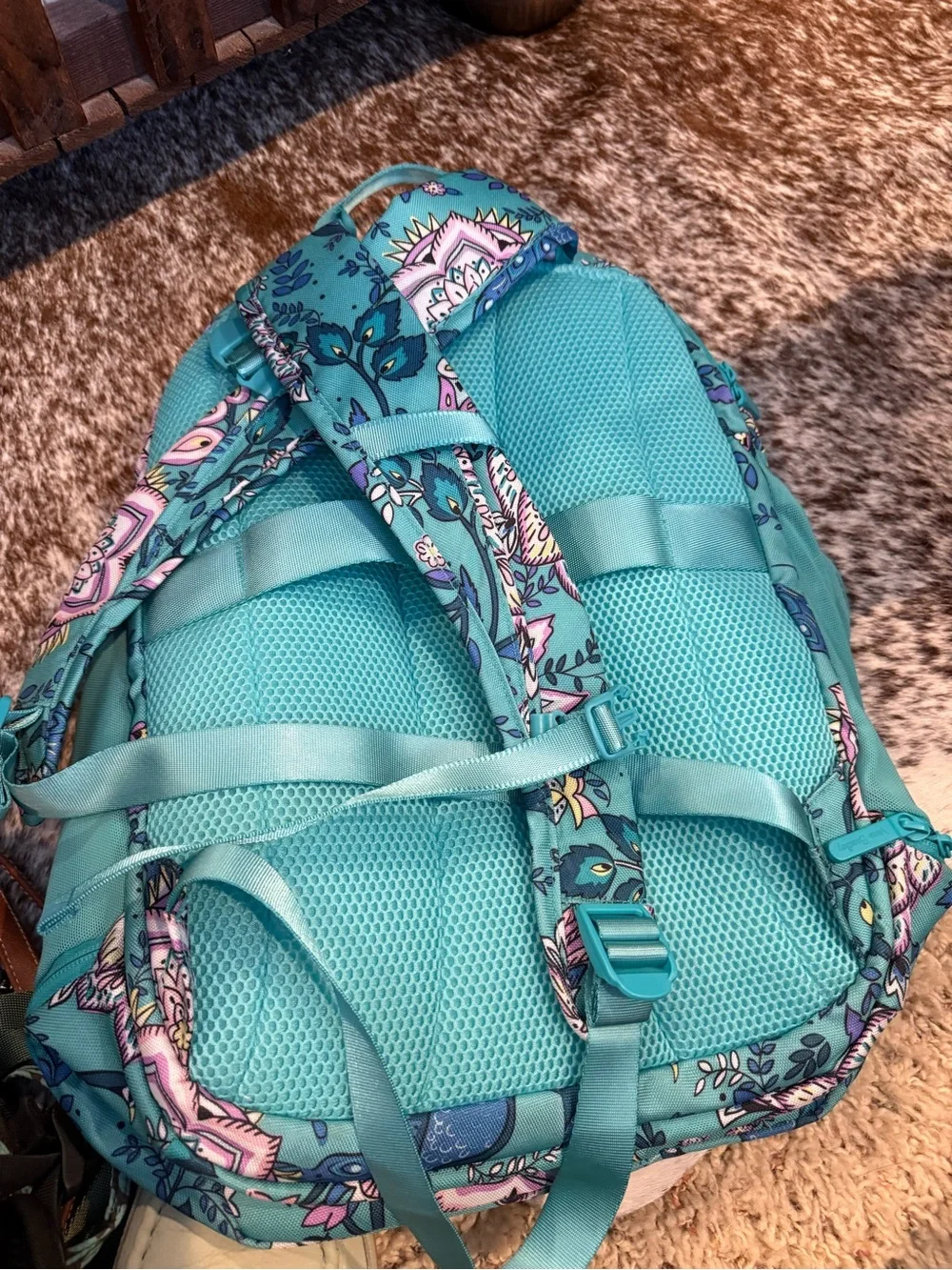 Vera Bradley Turquoise Floral & Peacock Print Backpack